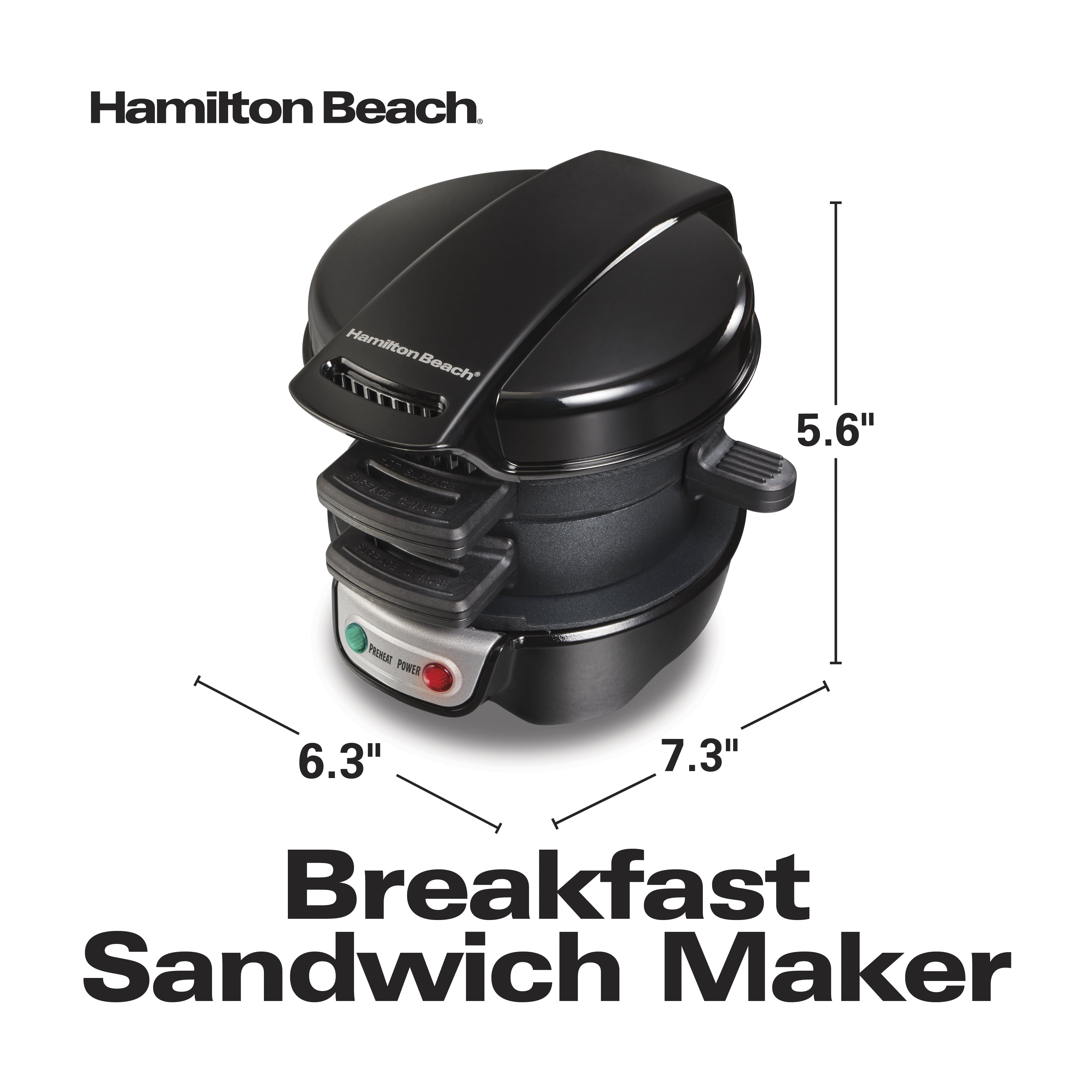  Hamilton Beach Breakfast Sandwich Maker with Egg Cooker Ring,  Customize Ingredients, Perfect for English Muffins, Croissants, Mini  Waffles, Perfect White Elephant Gifts, Silver (25475): Electric Sandwich  Makers: Home & Kitchen