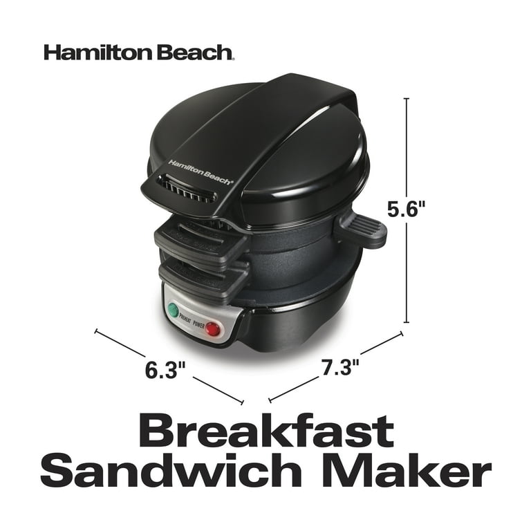 Hamilton Beach Breakfast Sandwich Maker w/ Egg Cooker Ring 25475W Single,  Silver