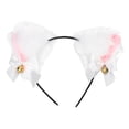 thumbnail image 1 of Diadema con orejas de gato esponjosas, linda banda de pelo de felpa con cascabel para fiesta de disfraces de Halloween, cosplay, blanco, 1 of 14