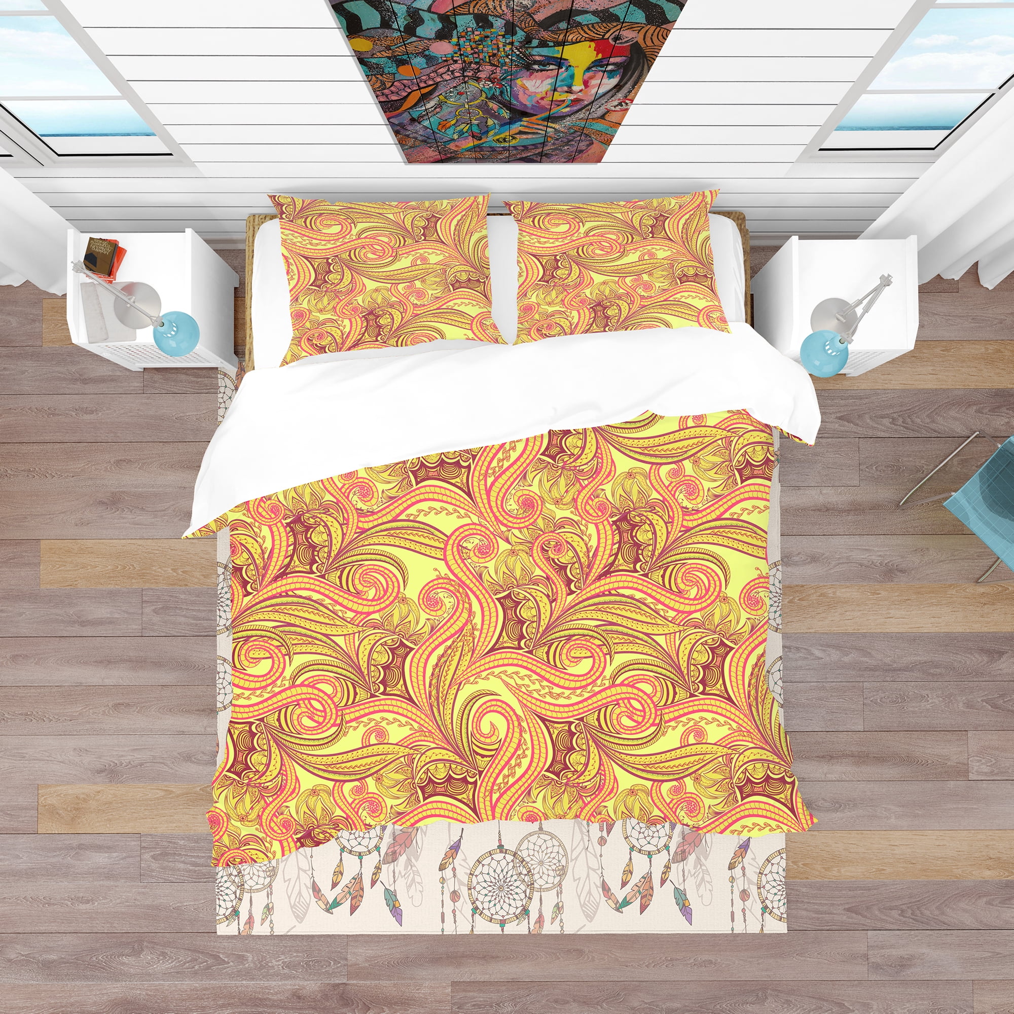 Designart 'Ornament Ethnic Abstract Pattern' Bohemian & Eclectic Duvet Cover Set