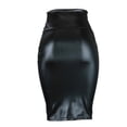 thumbnail image 4 of Henpk Womens Plus Size Clearance Under 10 Women's Half-length Skirt Imitation Leather Wrap Hip Skirt Sexy High Waist Elastic Plus Size Skirt Black XL, 4 of 9