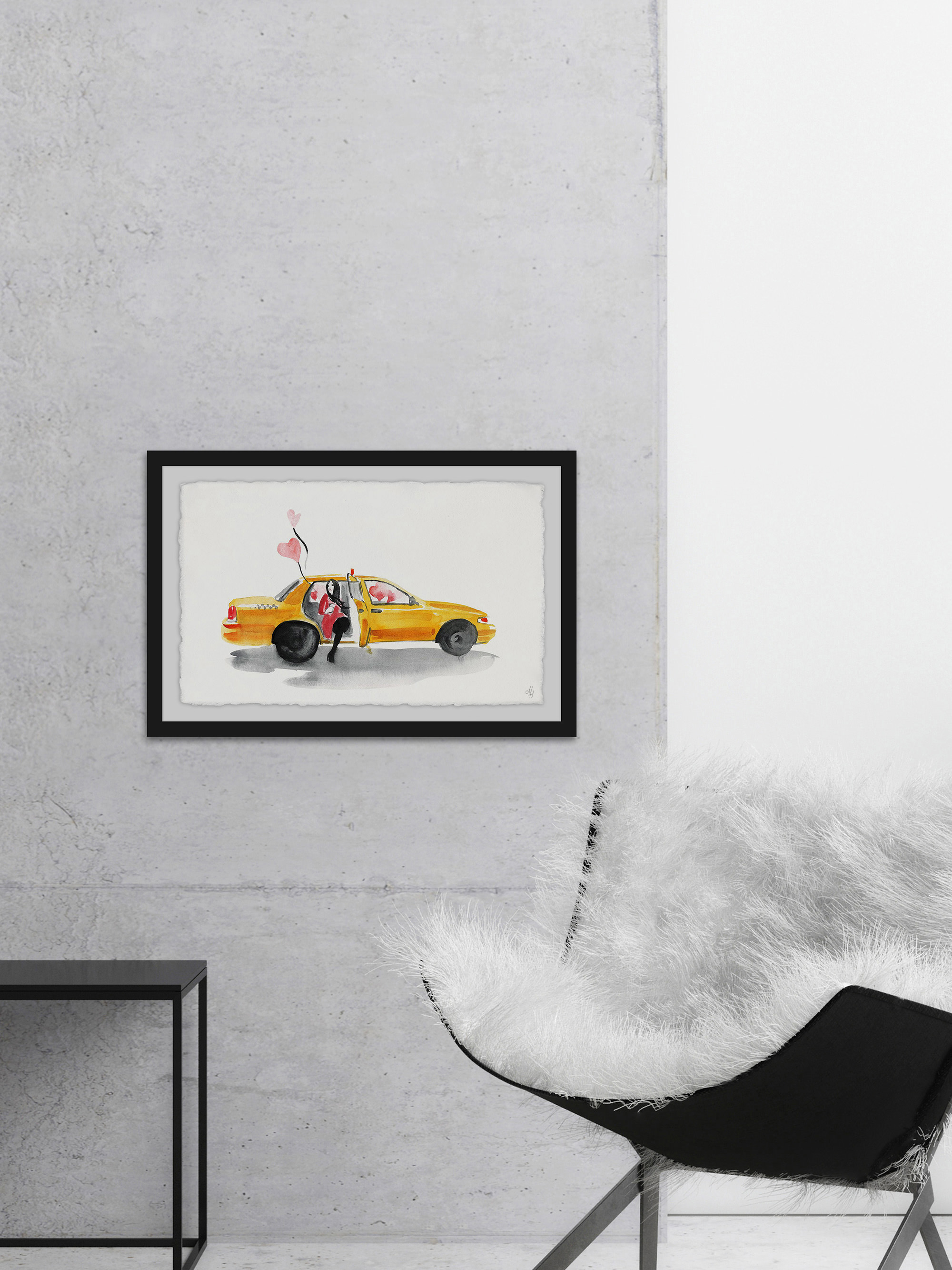 Love Cab Framed Painting Print