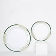 thumbnail image 6 of Balsa Circle 10 White Plastic Salad 8" Plates Hunter Green Gold Trim Disposable Tableware, 6 of 8