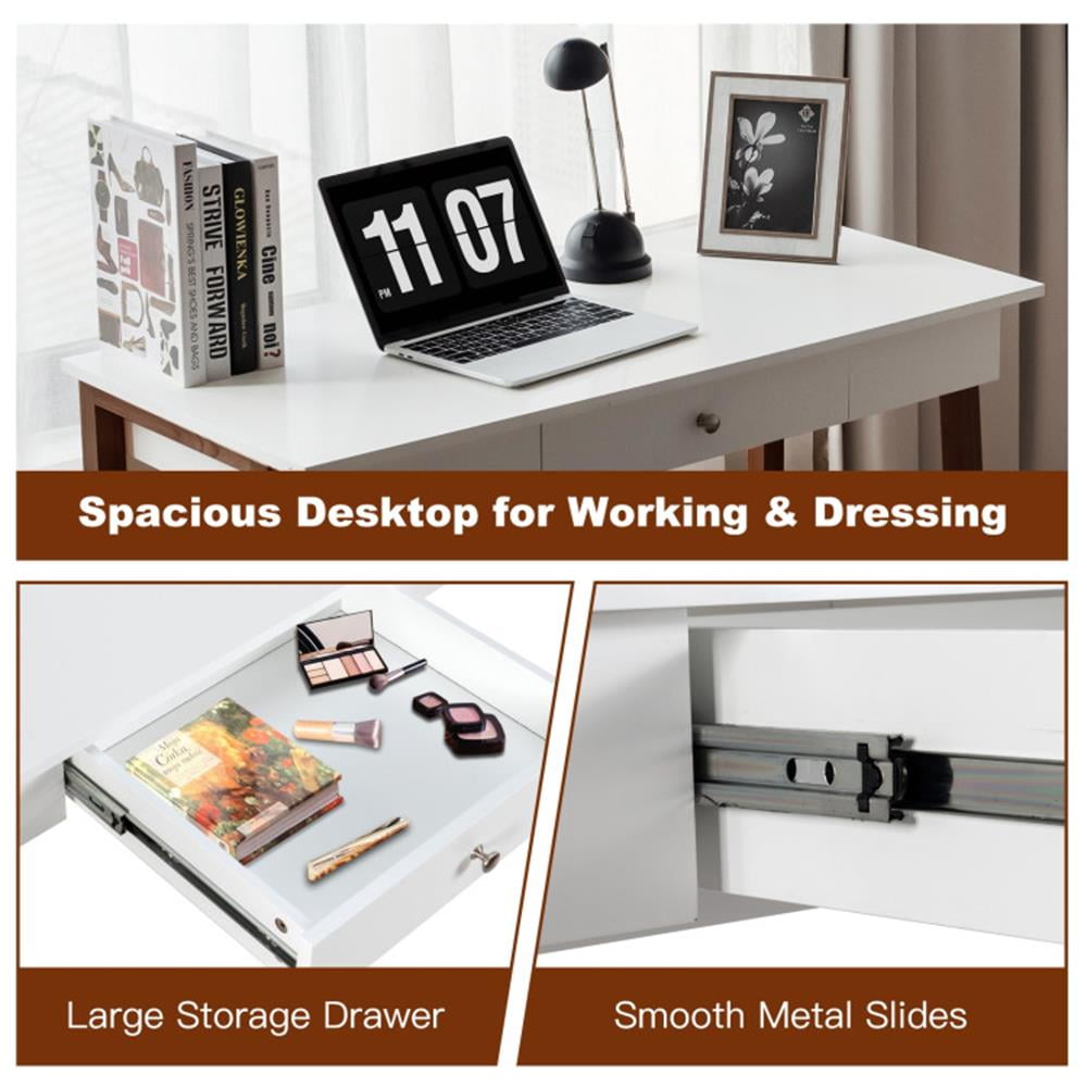 Demi Bonn Computer Desk Laptop PC Makeup Vanity Table, Small Home Office Desk Study Writing Table, Brown