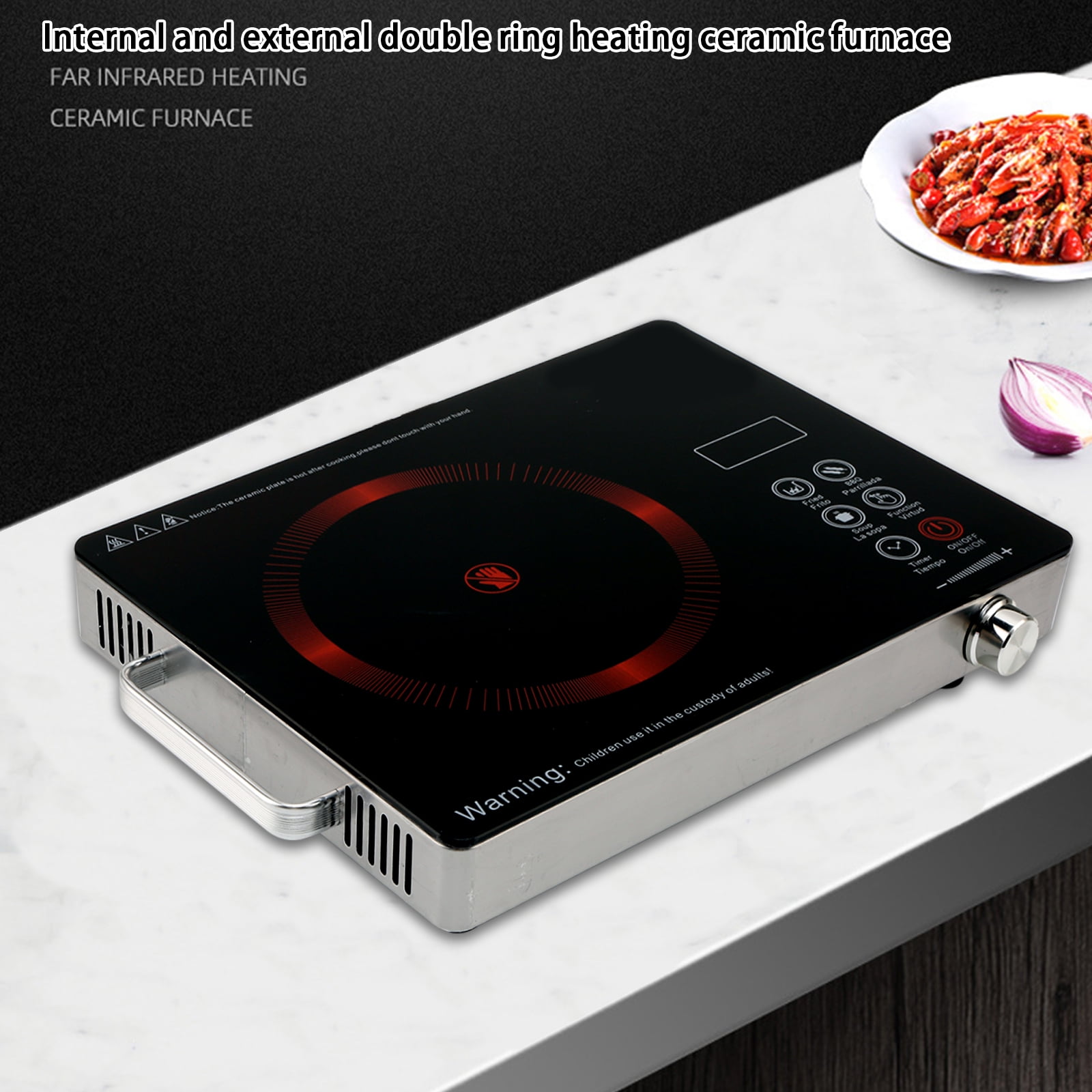 3500W Hot Plate Electric Ceramic Stove, Portable Infrared Induction Cooker, Home Cooktop Cooking Furnace with Knob Control & Touch Control, Electric Stove Countertop Burner Cooktop for All Cookware