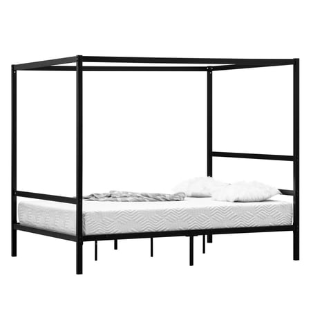 O’Force Square Tube Mosquito Net Bed Three Horizontal Bed Head Single Horizontal Bed Frame, Black