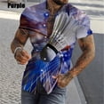 thumbnail image 5 of Camisa de playa de manga corta para hombre, estampado completo, con estampado de bádminton, para verano, informal, con personalidad, talla grande, 5 of 5