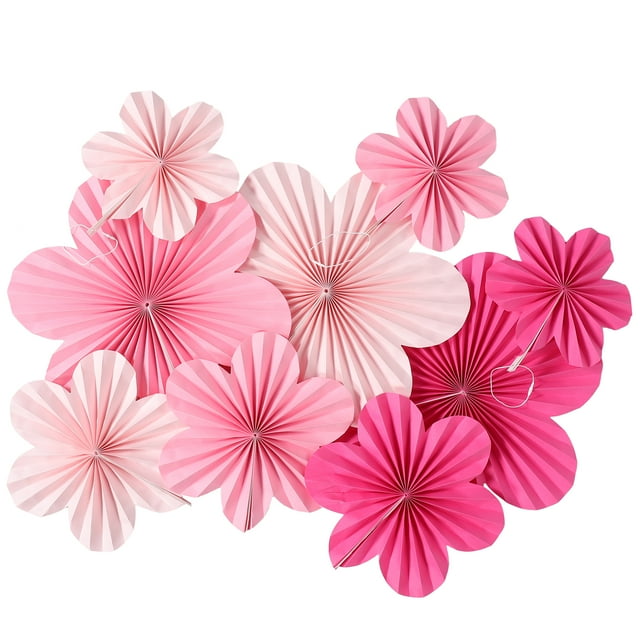9 piezas de flores de papel colgantes, decoraciones de flores de papel para pared, abanicos de flores de papel, decoración de fondo floral de papel, abanicos de papel, decoración de aula
