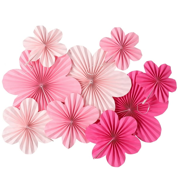 9 piezas de flores de papel colgantes, decoraciones de flores de papel para pared, abanicos de flores de papel, decoración de fondo floral de papel, abanicos de papel, decoración de aula