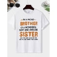 thumbnail image 2 of Camiseta de cuello redondo y manga corta con estampado "Hermano Hermana" para hombre, cómoda, holgada e informal, ideal para primavera, verano y vacaciones. Ideal como regalo., 2 of 8
