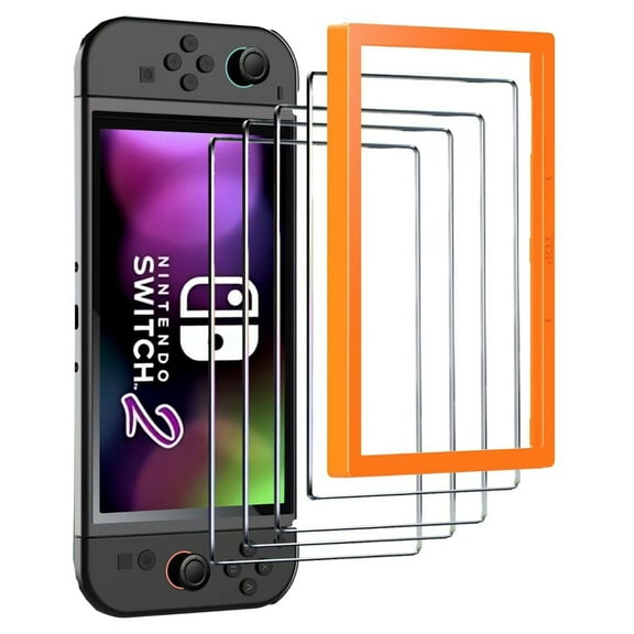 （2-Pack) Tempered Glass Screen Protector for Nintendo Switch 2 (2025), Easy to Install with Guiding Frame Ultra HD Glass Protector 9H Hardness Scratch Resistant Accessories for Switch2