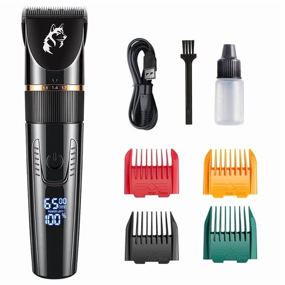 Pet Hair Clipper, Dog Grooming Kit with 4 Guard Combs &5-Speed Fine-Tuning, Professional Dog Shaver Trimmer for Thick-Coated Dogs & Cats