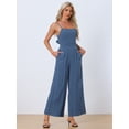 thumbnail image 4 of Unique Bargains Women's Spaghetti Strap Backless Wide Leg Jumpsuit XL Dark Blue, 4 of 6