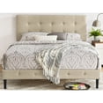 thumbnail image 1 of Open Box DeCoro Cambridge Upholstered Wooden Platform Bed Frame, King, Linen, 1 of 11