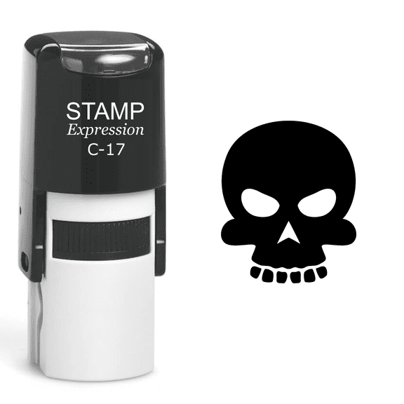 stampexpression - Skull Self Inking Rubber Stamp - Black Ink (A-60451)