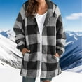 thumbnail image 2 of Shadoumai Jacket Women Trendy Plaid Long Sleeve Fuzzy Hooded Jackets Lightweight Warm Sherpa Winter Fall Coats, 2 of 7