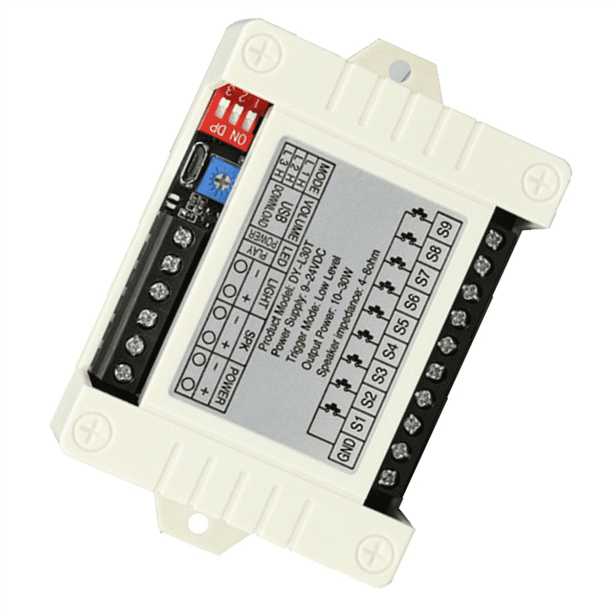 2X 30W MP3 Voice Playback Module DY-L30T 9 Trigger Music Player Power Amplifier Board TF Card 32G Max WAV DC 12V 24V B,2 x Player power amplifier,Black