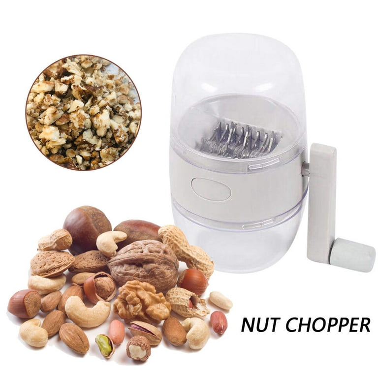 Mnycxen Hand Crank Nut Chopper with Handle Easy to Use Tool, White