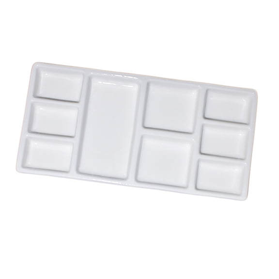 Ceramic Watercolor Palette Paint Mixing Tray Rectangular Porcelain Gouache Pigment Holder