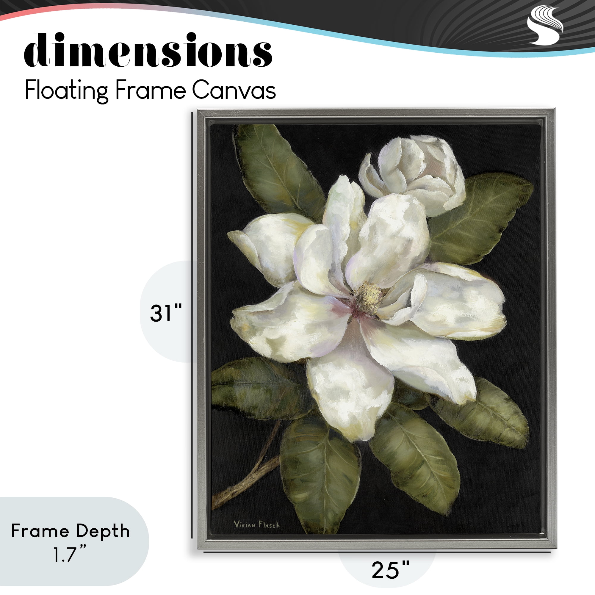 Stupell Industries Budding Magnolia Blooms Gray Framed Floater Canvas Wall Art, design by Nan