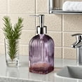 thumbnail image 5 of Inerposs Vertical Stripe Glass Soap Dispenser, Refillable Liquid Soap Bottle, Durable Pump Shampoo Container, Stylish Bathroom Kitchen Essential, Eco-Friendly Reusable Bottle, 5 of 6