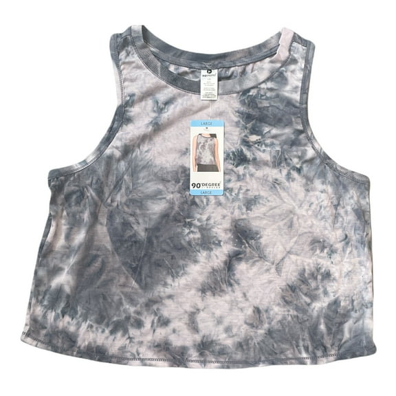 90 Degree by Reflex Women's Sporty Tie Dye Crop Muscle Tank Top (Mellow Pink, XL)