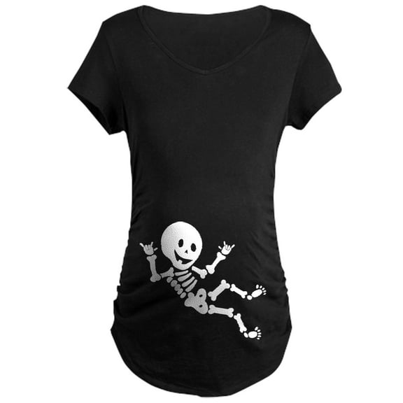 CafePress - Halloween Skeleton Maternity Dark T Shirt - Maternity Dark T-Shirt