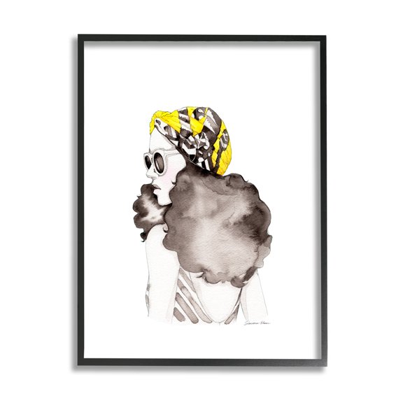 Stupell Vintage Style Woman Beauty & Fashion Painting Black Framed Art Print Wall Art, 11 x 14