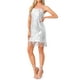thumbnail image 2 of Vestido de fiesta sin mangas con tirantes de espagueti y lentejuelas para mujeres Inspire Chic, mini vestido brillante con flecos, plateado, 2 of 6
