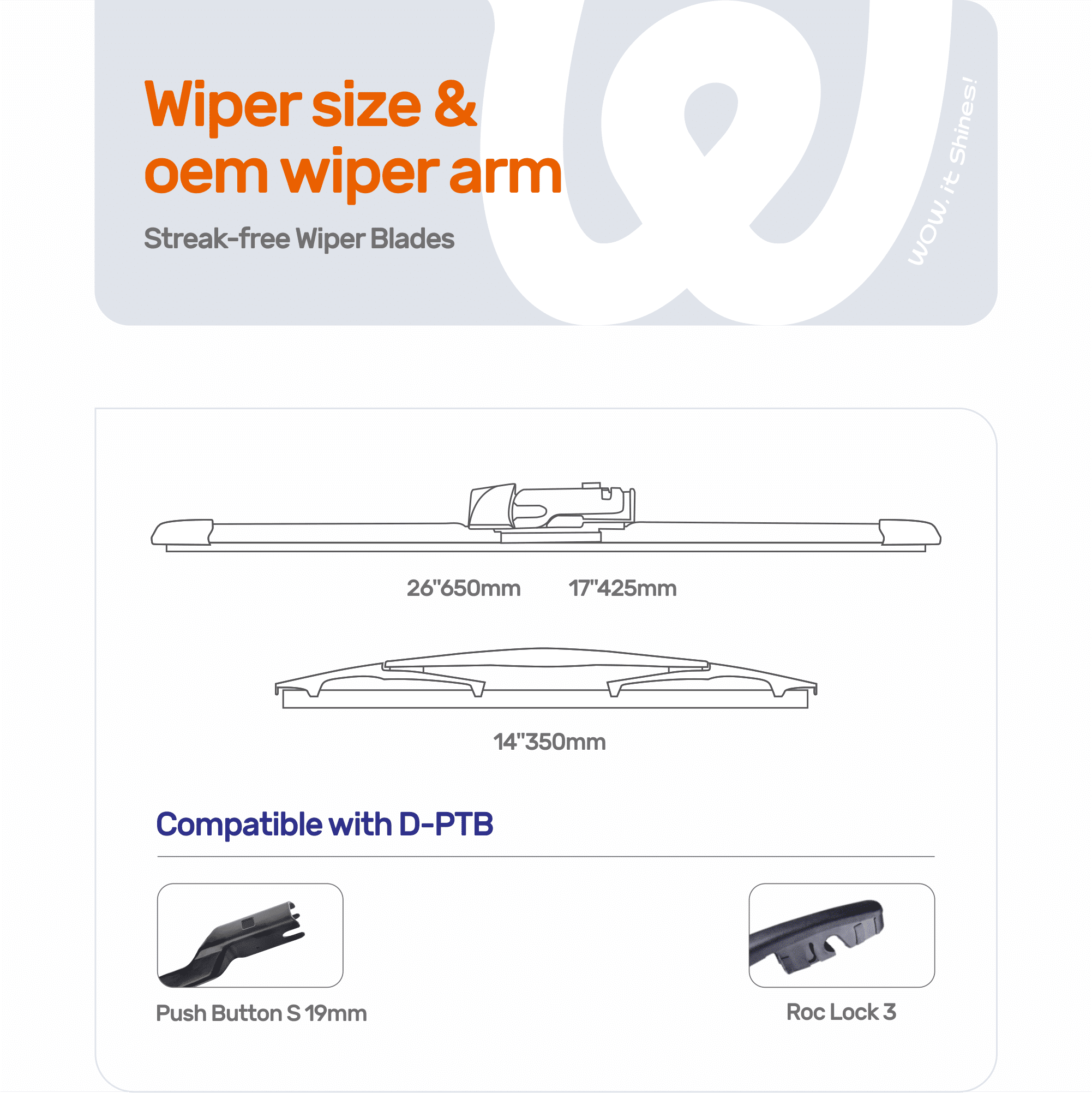 WOWIPER 26"+17"+14" Premium Silicone Wiper Blades 3-Pack – Water Repellent Beam Fit D-PTB – OEM All-Season with Rear Wiper for Subaru Forester 2019-2025