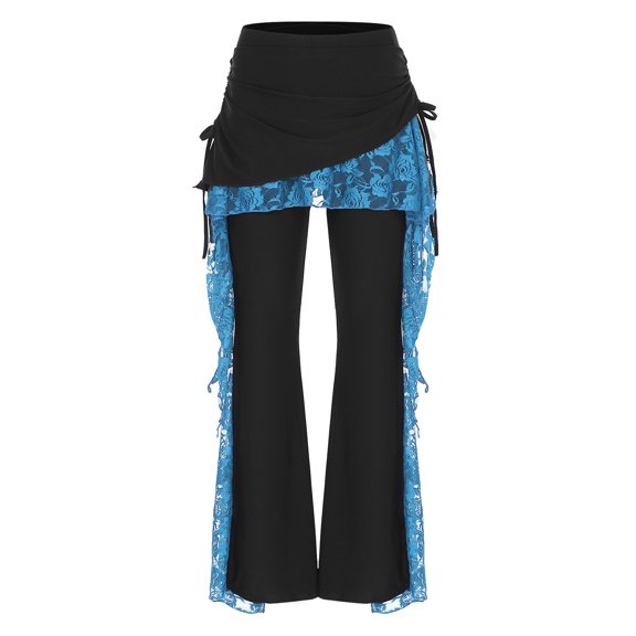 TiaoBug Womens Belly Dance Waist Culottes Bollywood Indian Dance Costume Yoga Pants Sky Blue One Size
