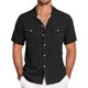 thumbnail image 2 of Men's Solid Color Cuban Collar Casual Short Sleeved Imitation Cotton Linen Men's Large Shirt M, 2 of 5