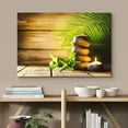 thumbnail image 2 of wall26 Canvas Print Wall Art Wood Panel Zen Palm Leaf Meditation Candle Massage Stones Nature Wilderness Photography Realism Landscape Colorful Multicolor for Living Room, Bedroom, Bathroom - 32&quot, 2 of 5