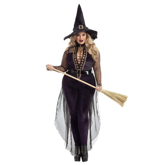 Women's Plus Size Midnight Violet Witch Costume