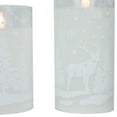 thumbnail image 6 of Northlight LED Flameless Flickering Snowy Woodland Glass Christmas Pillar Candles - 6" - Set of 3, 6 of 7
