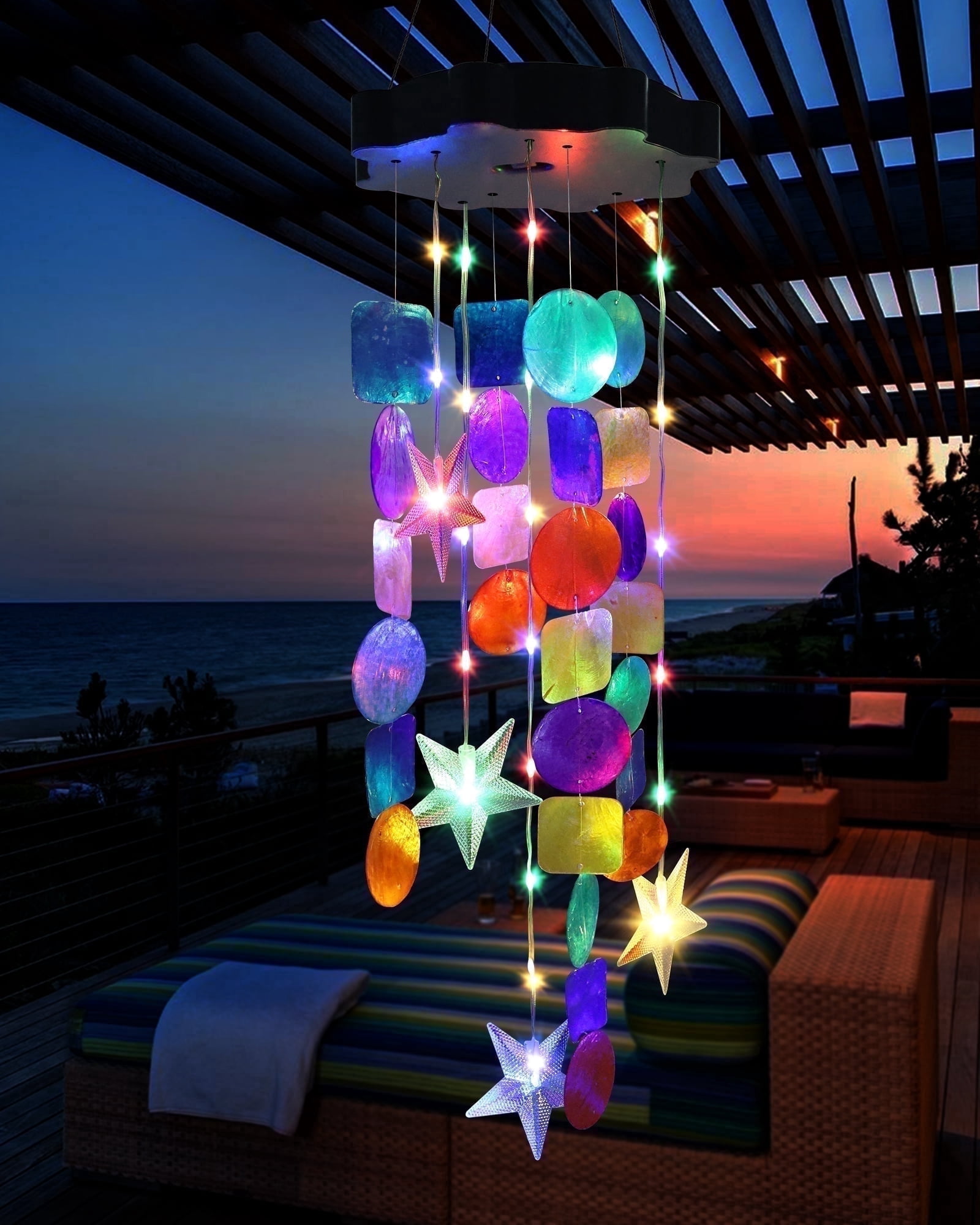 Toodour Solar Wind Chimes with Colorful Shells photo 4