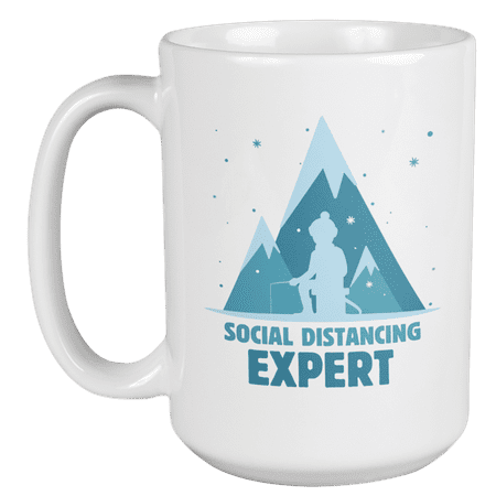 

Social Distancing Expert Funny Ice Fishing Jokes Coffee & Tea Mug or Cup (15oz)