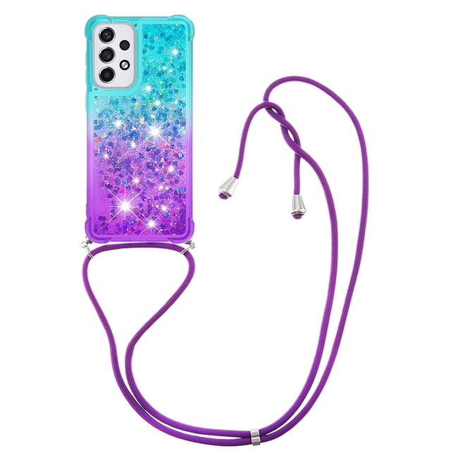 Funda para Samsung Galaxy A33 5G Brillantina Líquida Divertida Reluciente y con Cristales en Movimiento Cuerpo Cruzado con Cordón Ajustable