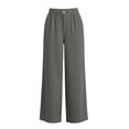 thumbnail image 6 of Women Corduroy Pants Business Casual Slacks Elastic High Waisted Straight Wide Leg Pleated Pockets Work Office Clothes Dressy Spring Bottoms, 6 of 6