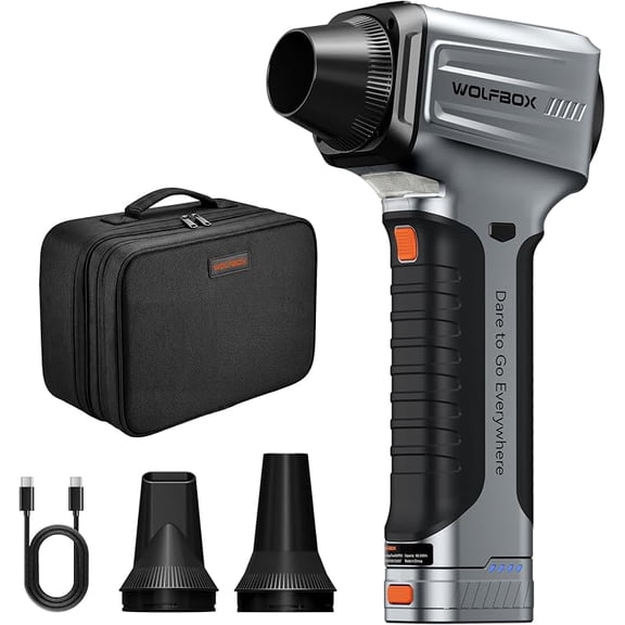 WOLFBOX Cordless Leaf Blower, 168mph Handheld Turbo Blower with 1150g Force, Replaceable Battery & Case, Smart Display & Stepless Speed for Car, Yard, Garage Cleaning