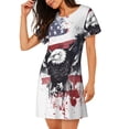 thumbnail image 2 of Easygdp American Flag Eagle Art Camisón de manga corta para mujer, informal, estampado, 2 of 6