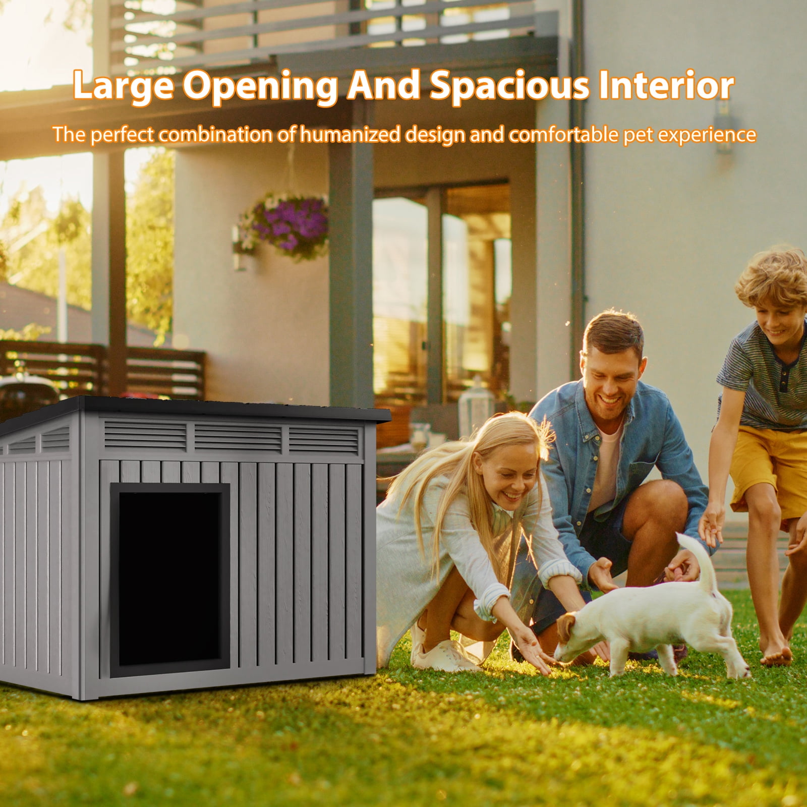 FOMIYES Indoor Outdoor Weatherproof Dog House with Removable Floors Spacious Interior Space Durable Shelter for Medium to Large Dogs