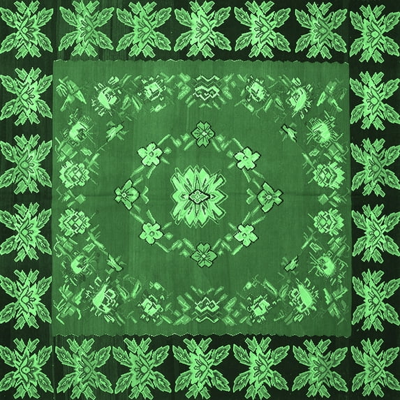 Ahgly Company Indoor Square Persian Emerald Green Traditional Area Rugs, 8' Square