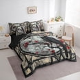 thumbnail image 4 of Manfei Halloween Crow Child Twin Bedding Sets 7-Piece, Vintage Cherry Blossoms Bedding Comforter Set, Mystic Galaxy Moon Reversible Sheet Sets, Lightweight Room Decor, 4 of 8