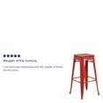 thumbnail image 4 of Flash Furniture Lily 30" High Backless Red Metal Barstool with Square Wood Seat, 4 of 13