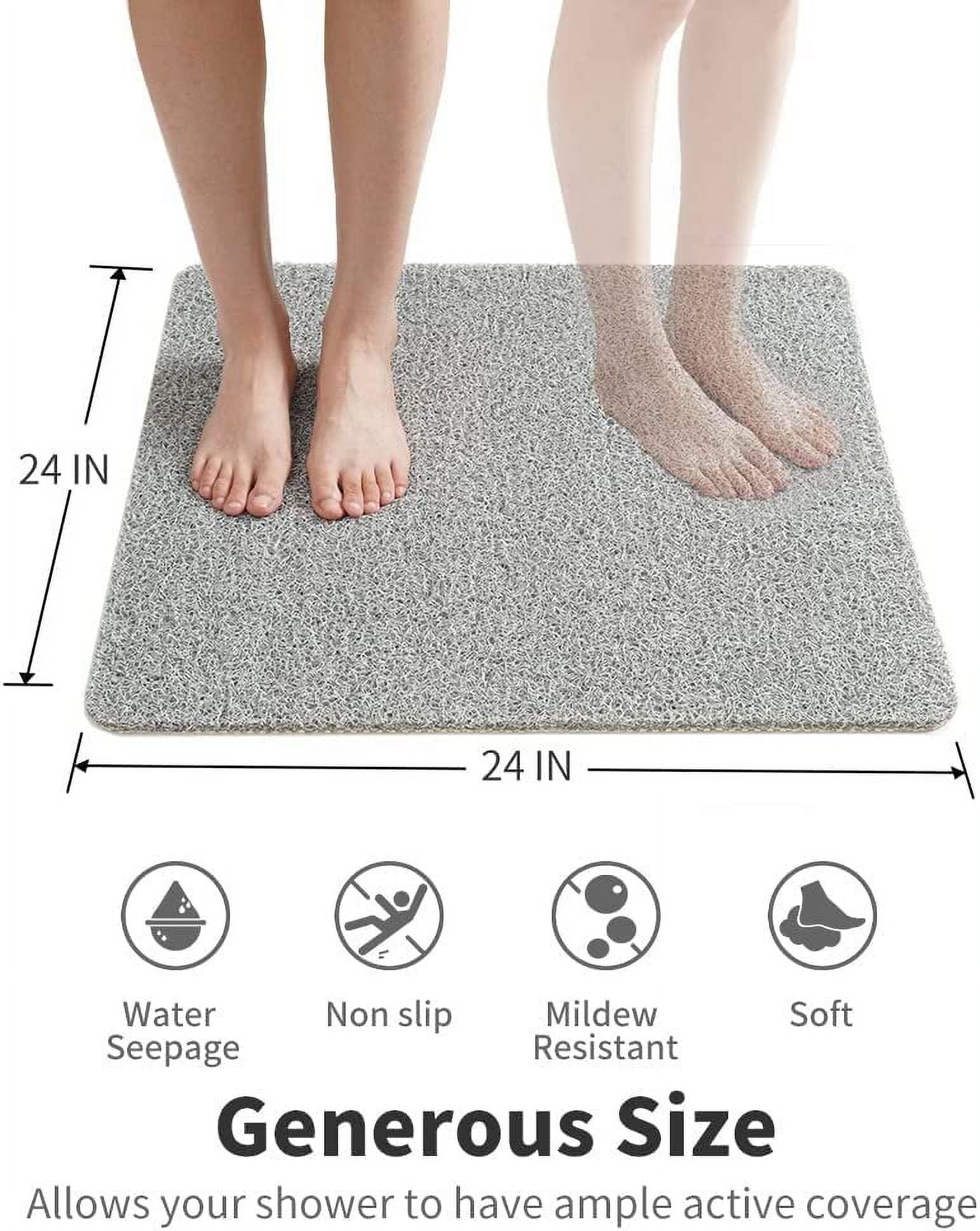 Extra Large Shower Mats Non Slip Without Suction Cups, 23.6×47.2Inch, Bath  Mat for Textured Tub Surface, Loofah Mats for Shower and Bathroom, Quick