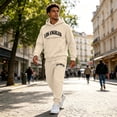 thumbnail image 4 of Fabrcox M-5XL Mens 2 Piece Sweatsuits Fleece Hoodie and Sweatpants Set Causal Athletic Gym Sweatshirt Joggers Mens Track Suit Set Beige XXXL, 4 of 7