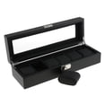 thumbnail image 1 of Vitrina de reloj de material cuero PU , organizador de almacenamiento de joyas con soporte de caja de relojes 6 ranuras, 1 of 9