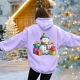 thumbnail image 5 of Kaprioy Oversized Sweatshirt For Women Christmas Snowman Pattern Christmas Colorful Winter Sweatshirt Fall Fashion Long Sleeve Clothing Purple, XL, 5 of 8
