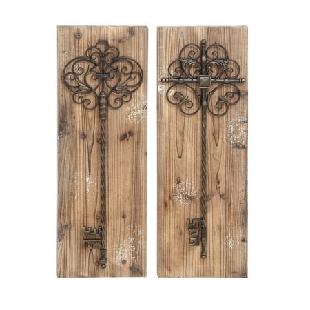 Plaque Key - Enchanting Key Door Wall Plaque In Aged Wood